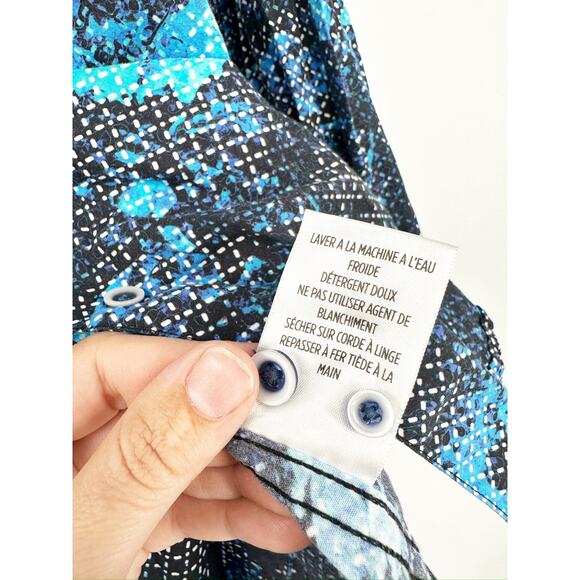 Robert Graham Baccus Geo Print Blue Classic Fit Button Up Dress Shirt Size Small - Picture 6 of 6